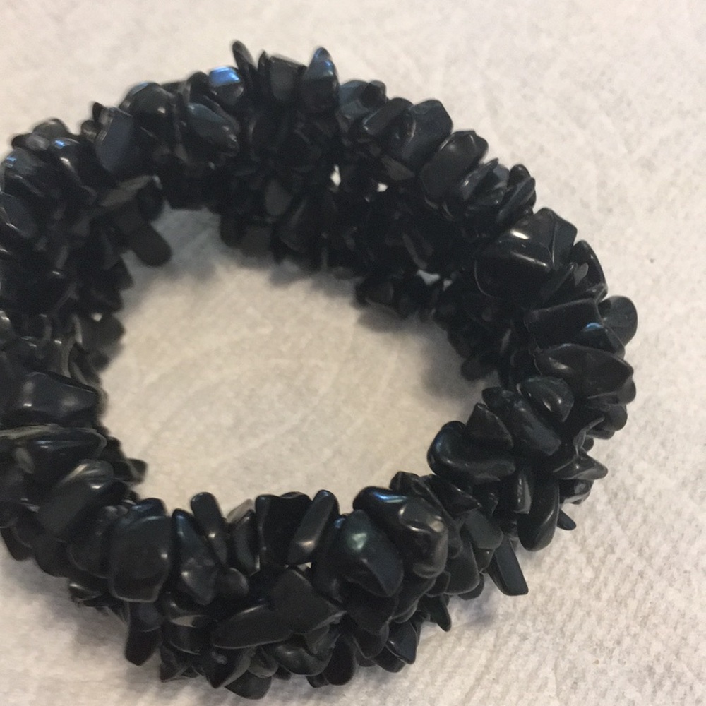 Anthropologie  onyx coral stone thick bracelet